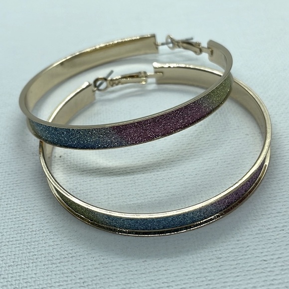 Sparkle Colorful Oversized Hoop Earrings - Picture 10 of 15